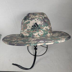 Adidas Golf Green Camo Wide-Brim Hat UV Protection Size S/M